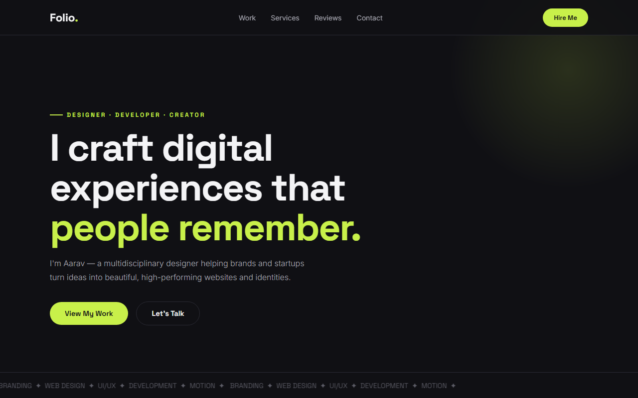 Folio template preview