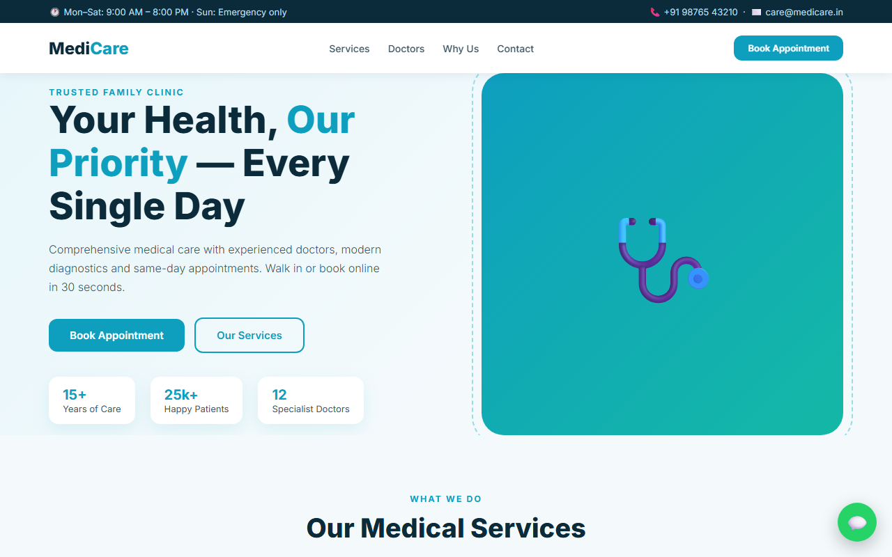 MediCare template preview